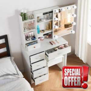 Guanglai Vanity Set Dressing Table with Lighted Makeup Mirror