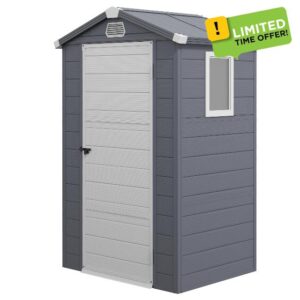 Outsunny 4 x 3ft Plastic Garden Storage Shed with Foundation Kit