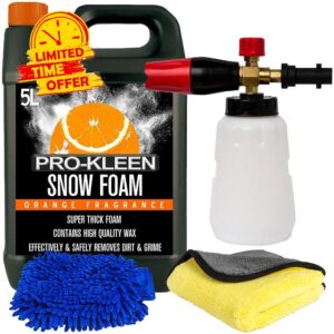 Pro-Kleen Snow Foam 5L with Karcher K Series Snow Foam Lance with Microfibre Cloth and Cleaning Mitt (Orange)