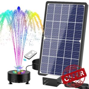 SUJFEE 14W LED Solar Water Fountain for Outdoor with Remote Control