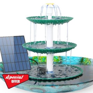AISITIN DIY 3 Tiered Bird Bath Solar Water Fountain