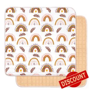 Pea Pod Baby Play Mats for Floor 50''x50'' Thick Playpen Baby Mat for Playing Ultra Soft Non-Slip Cushioned Crawling Mat Padding Foam Playmats for Babies and Toddlers Infants (Cute Rainbow)