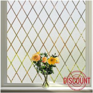 Lifetree Window Film Privcay: Frosted Film for Glass Windows Grill Patterned Self Adhesive Sun Blocking Anti Glare Window Covering Decorative Film for Home and Office (44.5 * 300cm)