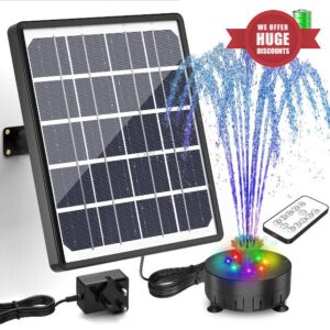 SUJFEE 8W LED Solar Water Fountain for Outdoor with Remote Control