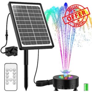 SUJFEE 10W Solar Water Fountain with 3000mAh Battery
