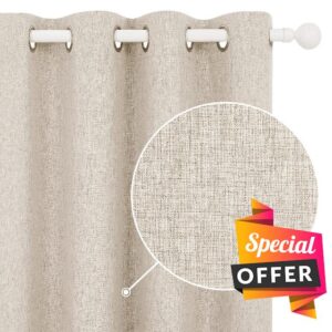 Deconovo 100% Blackout Curtains Faux Linen Thermal Insulated Curtains for Summer