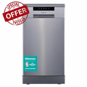 Hisense HS523E15XUK Slimline 10 Places Free Standing Dishwasher Stainless Steel with 30 Minutes Quick Wash [Energy Class E]            [Energy Class E]