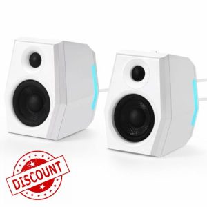 Sanyun SW209 3" 36W Computer Gaming PC Speakers – Built-in 24bit DAC Dynamic 3D Surround Sound – Bluetooth USB 3.5mm Aux Inputs - Three EQ Sound Mode - 2.0 RGB Lights Multimedia Speakers (Pair