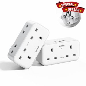 7-in-1 UK to European Plug Adapter with 3 USB