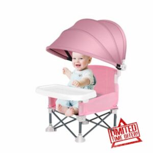 Baby Folding Dining Chair with Canopy and Removable Tray