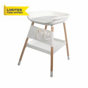 simpa Height Adjustable Baby White Changing Table with Grey Changing Pad