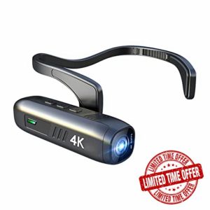 Tyatocepy 4K 30FPS Head Mounted Camera Wearable WiFi Video Camcorder Camera 120°Wide Angle Lens Anti-Shake APP Control Camera