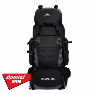 Mxaeyar 90L Hiking Backpack Large Capming Rucksack Waterproof Hiking Daypack Black Daypack for Mountaineering Travelling Climbing Outdoor Tekking Backpack for Men Wome