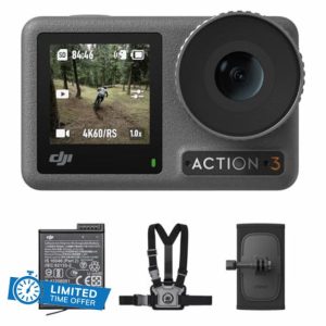 DJI Osmo Action 3 Outdoor Combo - 4K/120fps Action Camera with chest & Backpack Strap Mount for hiking and cycling