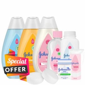 Baby Bath Set Bundle With 7 Piece Johnsons Baby Bath Set & Zen Beauty Baby Sponge Twin Pack