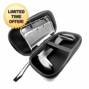 Custom New3DSXL Hand Grips + Protective Crystal Shell + Big Carrying Bag