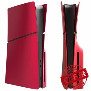 Wedorat FacePlates for PS5 Slim Disc Edition Cover Plate for PS5 Slim Premium ABS Replacement Plates Anti-Scratch Dustproof Protective Shell Case for Playstation 5 Slim Accessories Red