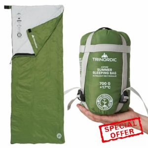 Trinordic Rectangular Ultralight Sleeping Bag – 700g with Anti-Snag Zipper