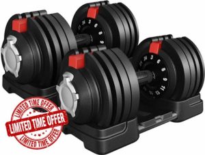 Yaheetech Adjustable Dumbbells Pair 18KGx2/24KGx2 Adjustable Dumbbell Set 12 In 1 Adjustable Weights with Safety Locking Mechanism