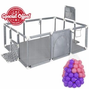 Taylor & Brown Baby Playpen 178 x 120cm Large Activity Toddler Fence Play Yard with 100 Ocean Balls