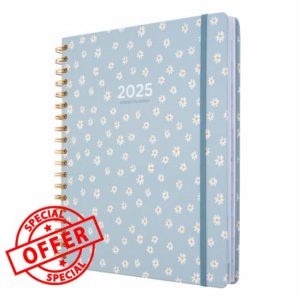 Kokonote Diary 2024-2025 Daisy | Desk Planner 8.3 x 9.8 inches - 21 x 25 cm | 17 Months Academic Diary Week To View | August 2024 - December 2025 | Mid Year Diary 2024-2025 With Stickers & Tabs