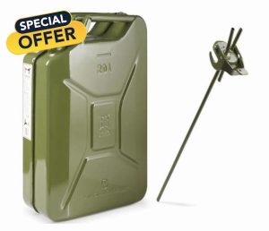 Invopak 20L Green Metal Jerry Can | with Double Adapter Converter | UN Approved |Petrol Diesel Fuel