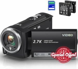 Delmodes Camcorder Video Camera 2.7K 50MP 16X Digital Zoom Vlogging Camera with LED Fill Light for YouTube