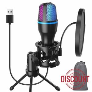 USB-Microphone for Computer/PC Gaming - Entry Level Cardioid Condenser Mic with Tripod Stand