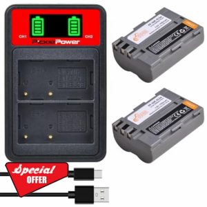 Pickle Power 2Pcs EN-EL3E Replacement Battery with Dual USB Charger for Nikon D700 D90 D300S D300 D200 D80 D50 D70S D70 D100 D900 Digital Cameras