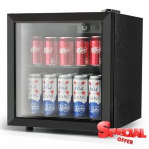 EUHOMY Beverage Refrigerator - 55 Can Drinks Fridge with Glass Door