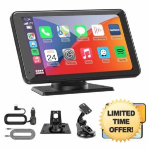 Portable Wireless CarPlay Android Auto Screen - Car Stereo 7" HD Touchscreen Radio CarPlay Screen for Car