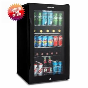 Subcold Ace100 LED Touch Control Beer Fridge With Glass Door | Premium Drinks & Wine Fridge | Black Alu Handle