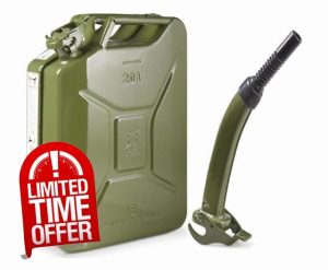 Invopak 20L Green Metal Jerry Can | with Fixed Pouring Spout | UN Approved |Petrol Diesel Fuel