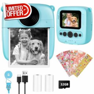 Niaazi Kids Polaroid Camera 1080P HD Kids Camera - Instant Print Camera for 3-14 Year Old
