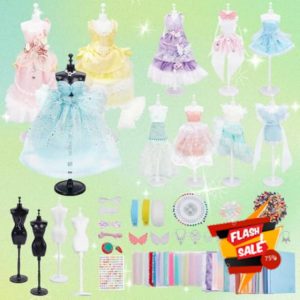FREEBLOSS 600+Pcs Fashion Design Kit for Girls Creativity DIY Arts & Crafts Kit with 4 Mannequins