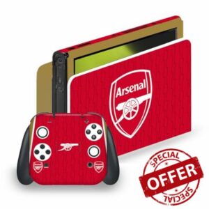 Head Case Designs Officially Licensed Arsenal FC Home 2023/24 Crest Kit Vinyl Sticker Gaming Skin Decal Cover Compatible With Nintendo Switch OLED Bundle