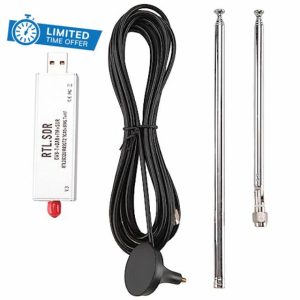 Qarmijaer RTL-SDR R820T2 V3 RTL2832U Tuner + Telescopic Antenna Tuner + Antenna Base Accessories