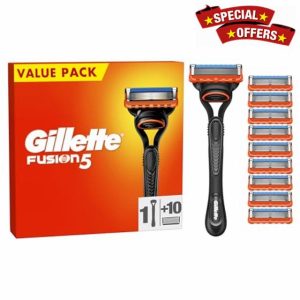 Gillette Fusion5 Men's Razor + 10 Razor Blade Refills with Precision Trimmer