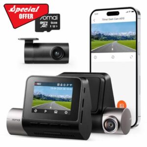 70mai New 2.7K 1944P Ultra Full HD Dash Cam A510 with 64GB SD Card
