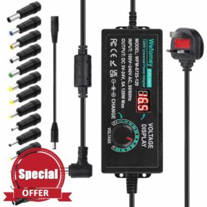 Wefomey Universal Power Supply 3V~24V 5A 120W Adjustable Variable AC/DC Adapter Charger