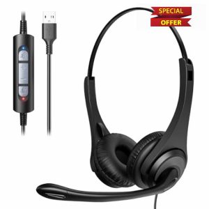 Voistek USB Headset with Microphone for PC Laptop