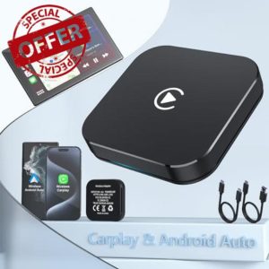 Wireless CarPlay Adapter Android Auto Adapter 2024 Upgrade Plug & Play Dongle Converts Wired to Wireless for Factory Wired CarPlay Cars from 2016