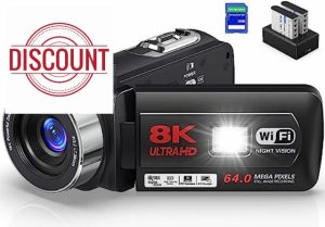 Camcorder 8K 64MP Video Camera 18X Digital Camera Video Camera for YouTube 3.0 inch Flip Screen Vlogging Camera with 32GB SD Card