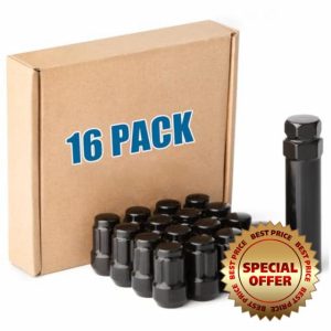 JiiinMiiin M10x1.25 ATV Lug Nuts - 16pcs Closed End 6 Spline 10x1.25 Wheel Nuts Cone/Acorn Seat with Socket Key