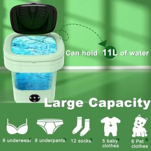 11L Large Capacity Collapsible Washing Machine with Drain Basket Washer