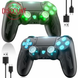 Bonacell 2Pack Wireless controllers for Ps-4 Gamepad with LED 6-Axis Motion Sensor Turbo Touch Pad Joystick for P-s4/pro/slim/PC Windows