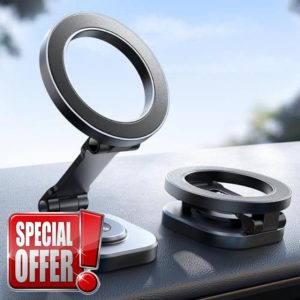 JOYROOM All Metal Magsafe Car Mount [Alloy Folding & 360° Rotation] iPhone Car Holder for Dashboard with 20XN55 Magnets