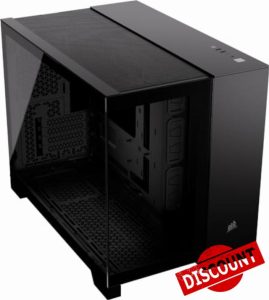 CORSAIR 2500X Small-Tower mATX Dual Chamber PC Case – Panoramic Tempered Glass – Reverse Connection Motherboard Compatible – No Fans Included – Black