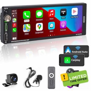 [Wireless] Alondy Single Din Car Stereo with 6.9" Touchscreen Compatible with Apple CarPlay/Android Auto Bluetooth AM/FM/RDS Radio Type-C USB 2.1A Fast Charge Rear View Camera