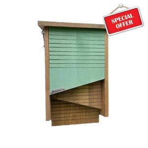 Green Feathers Wooden Bat Box for Outdoors